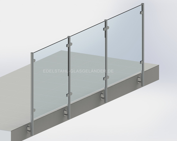 8. Edelstahlgeländer mit Glas ohne Handlauf