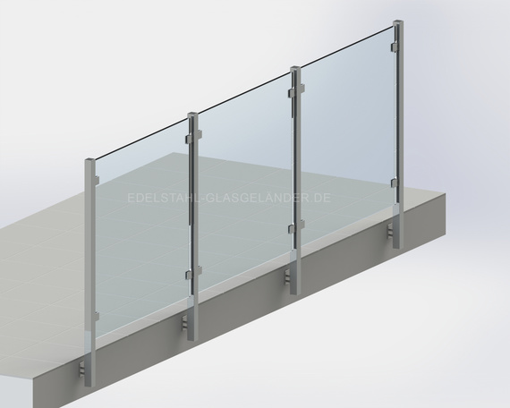 12. Edelstahlgeländer mit Glas ohne Handlauf
